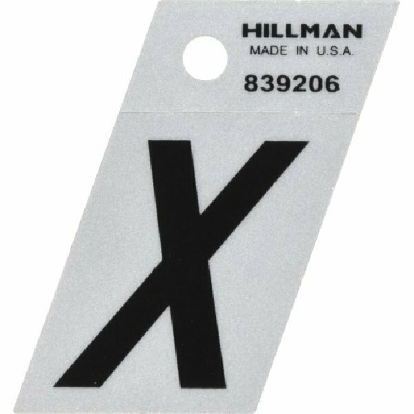 Hillman Letter, Character: X, 1-1/2 in H Character, Black Character, Silver Background, Mylar 839206